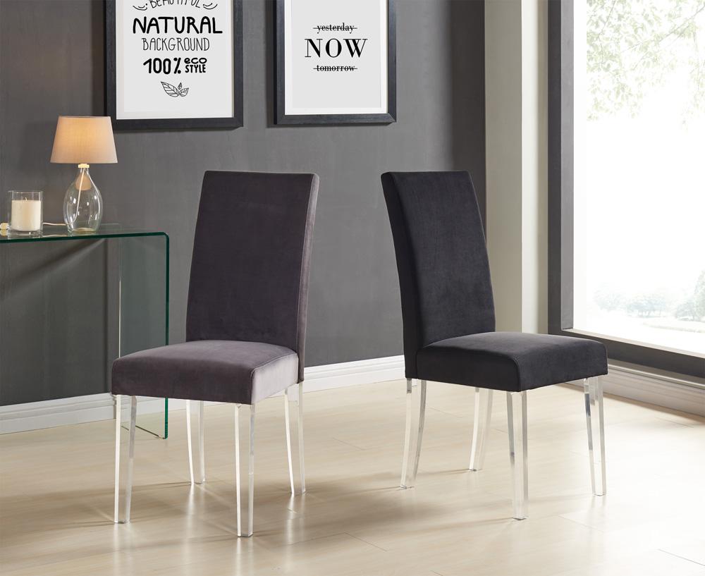 Armen Living - Dalia Modern and Contemporary Dining Chair in Black Velvet with Acrylic Legs (Set of 2) - LCDACHBL veiw 3