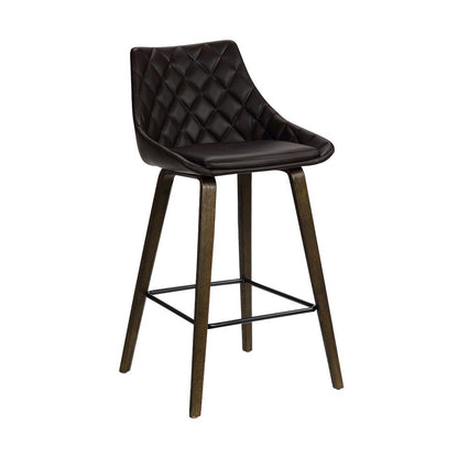Armen Living - Dani 26in Brown Faux Leather Barstool in Walnut Glazed Finish - LCDIBAWGBR26 veiw 1