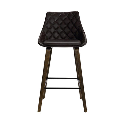 Armen Living - Dani 26in Brown Faux Leather Barstool in Walnut Glazed Finish - LCDIBAWGBR26 veiw 2