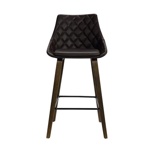 Armen Living - Dani 26in Brown Faux Leather Barstool in Walnut Glazed Finish - LCDIBAWGBR26 veiw 2