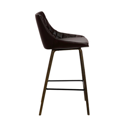 Armen Living - Dani 26in Brown Faux Leather Barstool in Walnut Glazed Finish - LCDIBAWGBR26 veiw 3