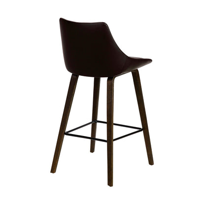 Armen Living - Dani 26in Brown Faux Leather Barstool in Walnut Glazed Finish - LCDIBAWGBR26 veiw 4