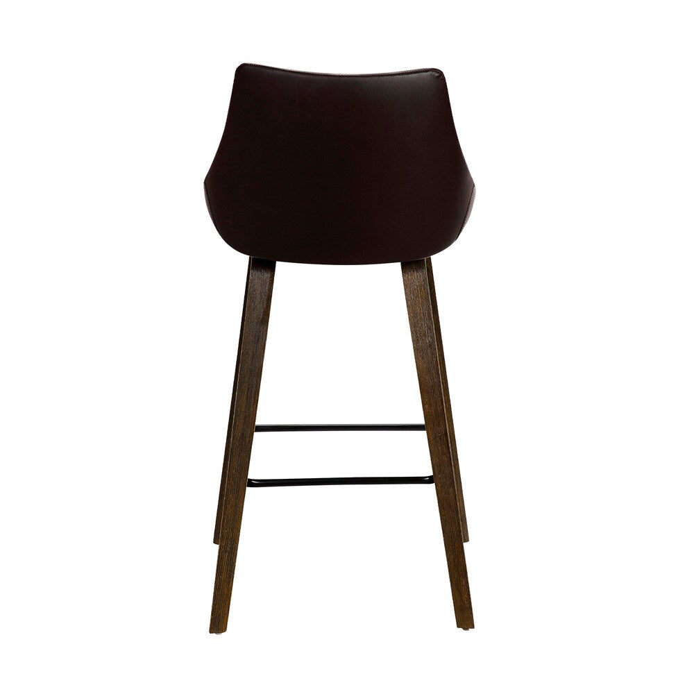 Armen Living - Dani 26in Brown Faux Leather Barstool in Walnut Glazed Finish - LCDIBAWGBR26 veiw 5