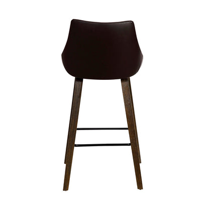 Armen Living - Dani 26in Brown Faux Leather Barstool in Walnut Glazed Finish - LCDIBAWGBR26 veiw 5