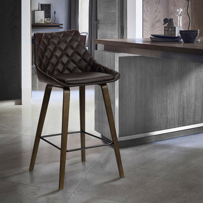Armen Living - Dani 26in Brown Faux Leather Barstool in Walnut Glazed Finish - LCDIBAWGBR26 veiw 6