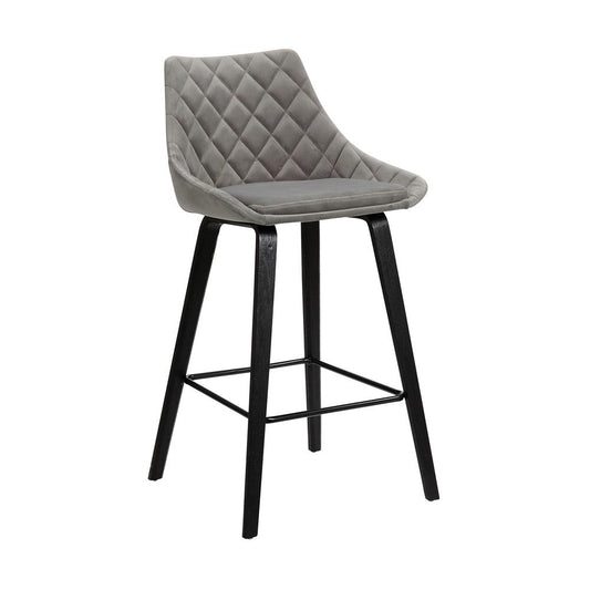 Armen Living - Dani 26in Gray Velvet Barstool in Black Brushed Wood Finish - LCDIBABLGR26 veiw 1