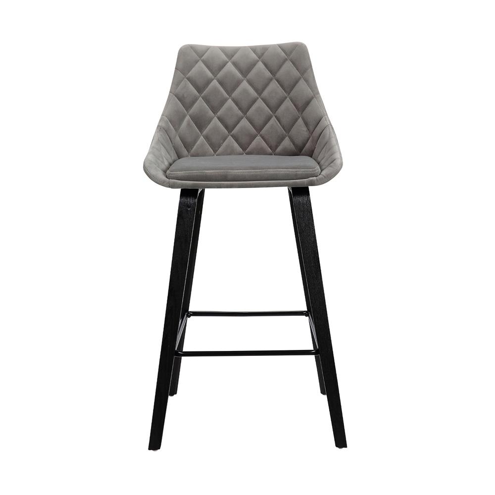 Armen Living - Dani 26in Gray Velvet Barstool in Black Brushed Wood Finish - LCDIBABLGR26 veiw 2