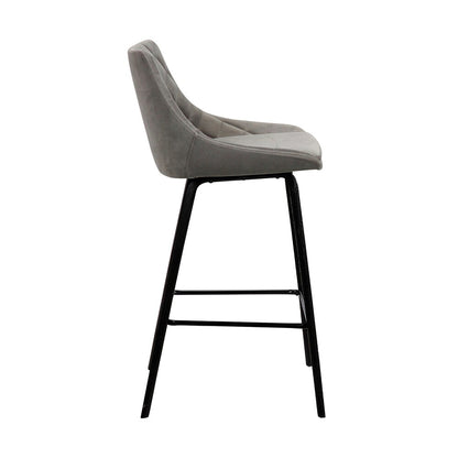 Armen Living - Dani 26in Gray Velvet Barstool in Black Brushed Wood Finish - LCDIBABLGR26 veiw 3