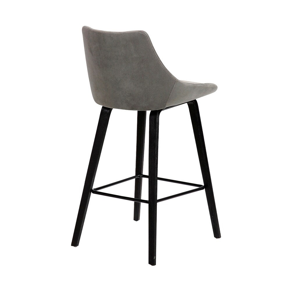 Armen Living - Dani 26in Gray Velvet Barstool in Black Brushed Wood Finish - LCDIBABLGR26 veiw 4