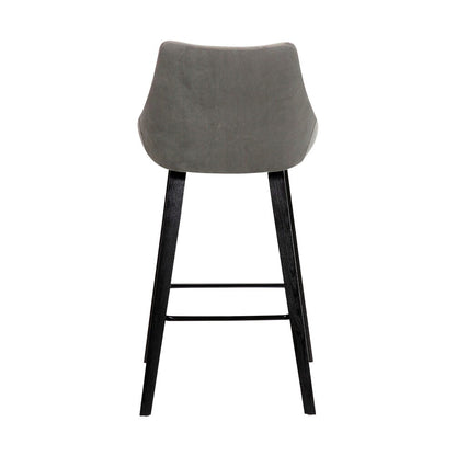 Armen Living - Dani 26in Gray Velvet Barstool in Black Brushed Wood Finish - LCDIBABLGR26 veiw 5