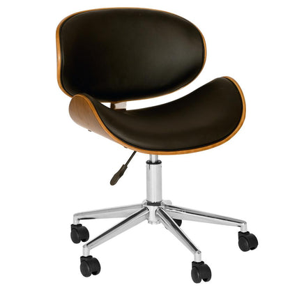 Armen Living - Daphne Modern Office Chair In Chrome Finish with Black Faux Leather And Walnut Veneer Back - LCDAOFCHBL veiw 1