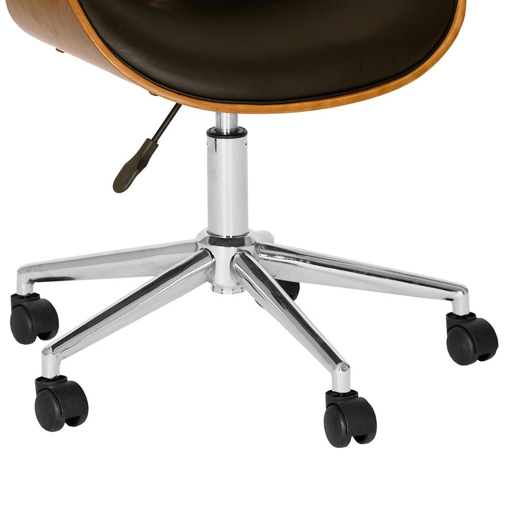 Armen Living - Daphne Modern Office Chair In Chrome Finish with Black Faux Leather And Walnut Veneer Back - LCDAOFCHBL veiw 3