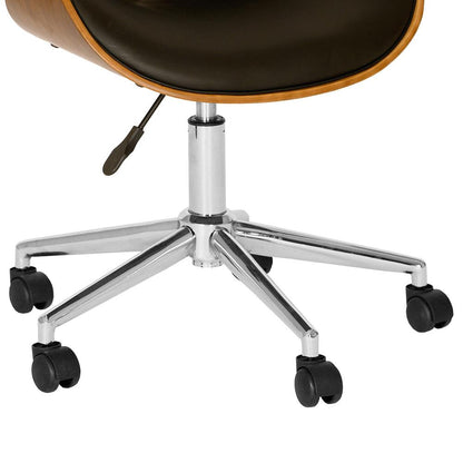 Armen Living - Daphne Modern Office Chair In Chrome Finish with Black Faux Leather And Walnut Veneer Back - LCDAOFCHBL veiw 3