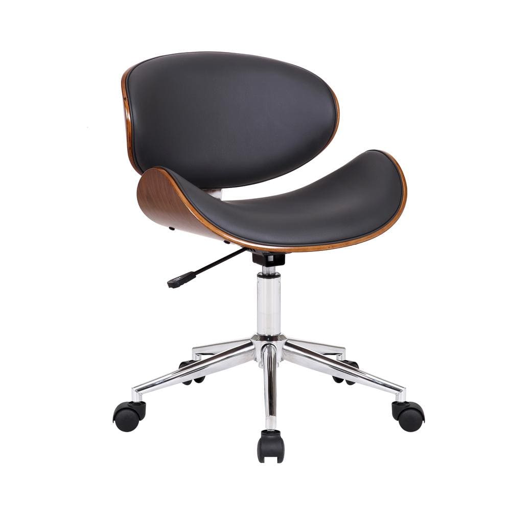 Armen Living - Daphne Modern Office Chair In Chrome Finish with Gray Faux Leather And Walnut Veneer Back - LCDAOFCHGR veiw 1