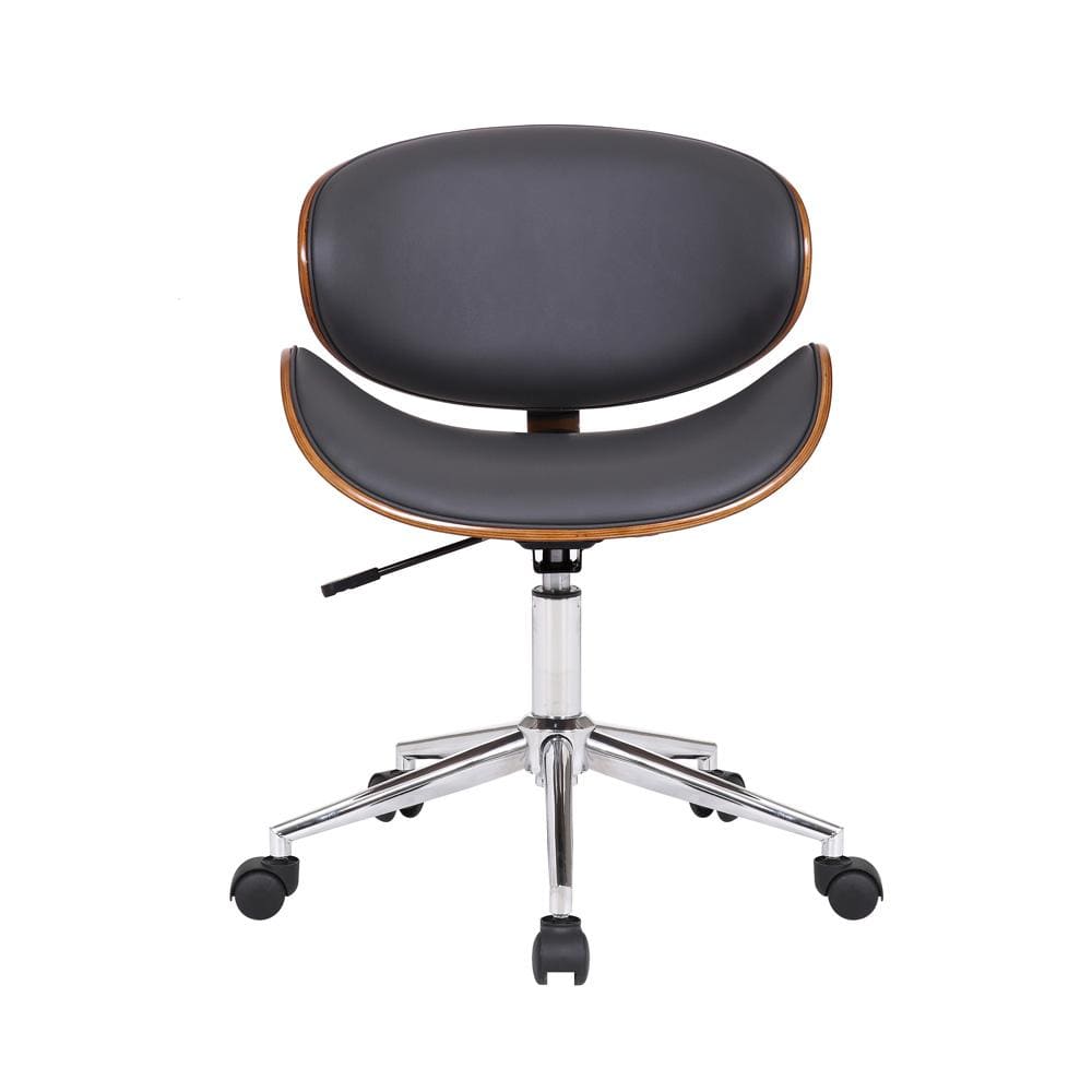 Armen Living - Daphne Modern Office Chair In Chrome Finish with Gray Faux Leather And Walnut Veneer Back - LCDAOFCHGR veiw 2