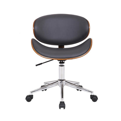 Armen Living - Daphne Modern Office Chair In Chrome Finish with Gray Faux Leather And Walnut Veneer Back - LCDAOFCHGR veiw 2