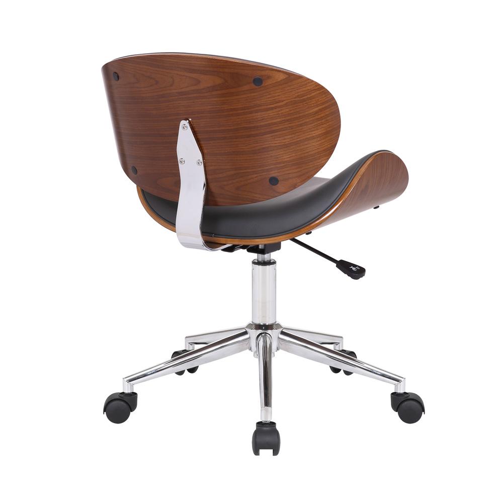 Armen Living - Daphne Modern Office Chair In Chrome Finish with Gray Faux Leather And Walnut Veneer Back - LCDAOFCHGR veiw 4