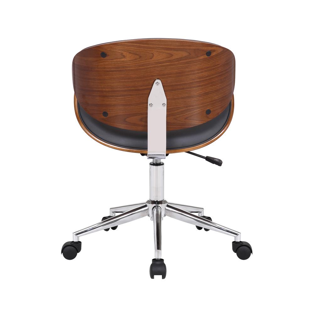 Armen Living - Daphne Modern Office Chair In Chrome Finish with Gray Faux Leather And Walnut Veneer Back - LCDAOFCHGR veiw 5