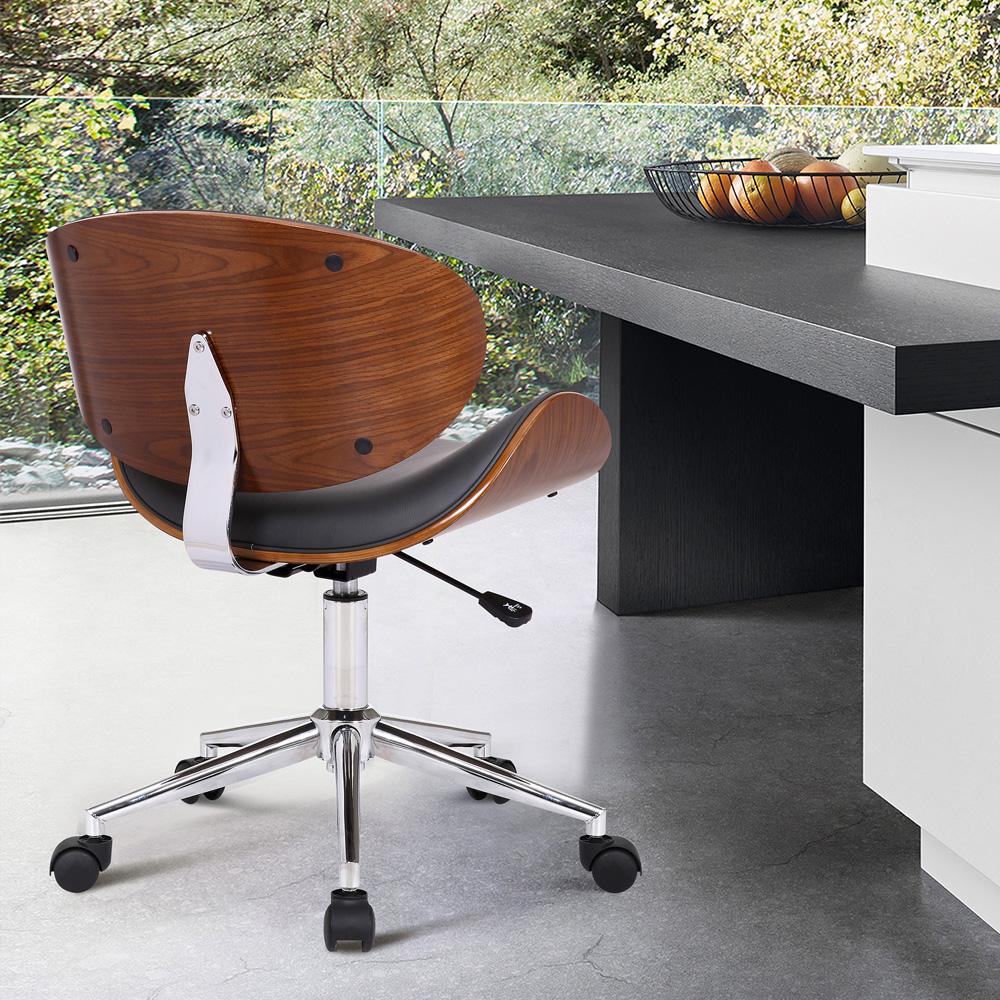 Armen Living - Daphne Modern Office Chair In Chrome Finish with Gray Faux Leather And Walnut Veneer Back - LCDAOFCHGR veiw 6