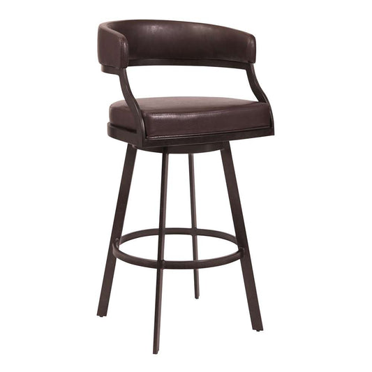 Armen Living - Dione 26in Counter Height Barstool in Auburn Bay and Brown Faux Leather - 721535746927 veiw 1