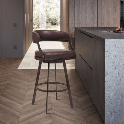 Armen Living - Dione 26in Counter Height Barstool in Auburn Bay and Brown Faux Leather - 721535746927 veiw 6