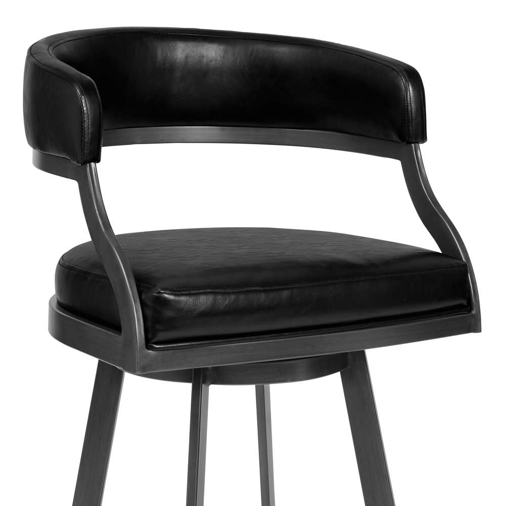 Armen Living - Dione 26in Counter Height Barstool in Mineral Finish and Vintage Black Faux Leather - 721535746941 veiw 3