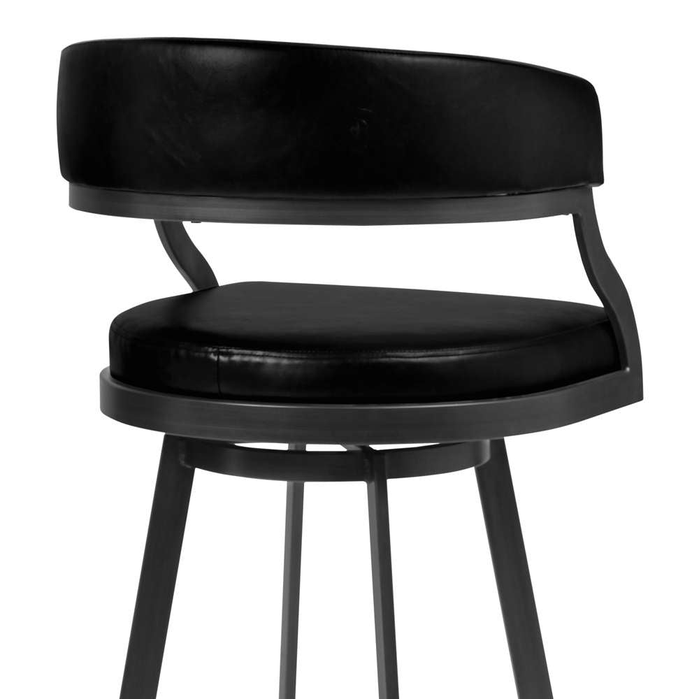 Armen Living - Dione 26in Counter Height Barstool in Mineral Finish and Vintage Black Faux Leather - 721535746941 veiw 4