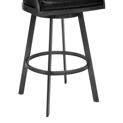 Armen Living - Dione 26in Counter Height Barstool in Mineral Finish and Vintage Black Faux Leather - 721535746941 veiw 5