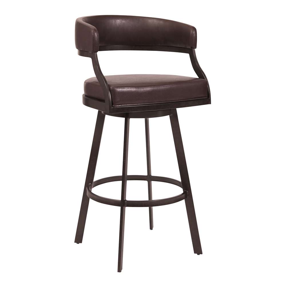 Armen Living - Dione 30in Bar Height Barstool in Auburn Bay and Brown Faux Leather - 721535746934 veiw 1