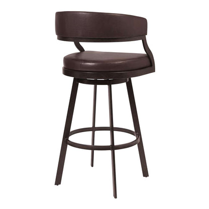 Armen Living - Dione 30in Bar Height Barstool in Auburn Bay and Brown Faux Leather - 721535746934 veiw 2