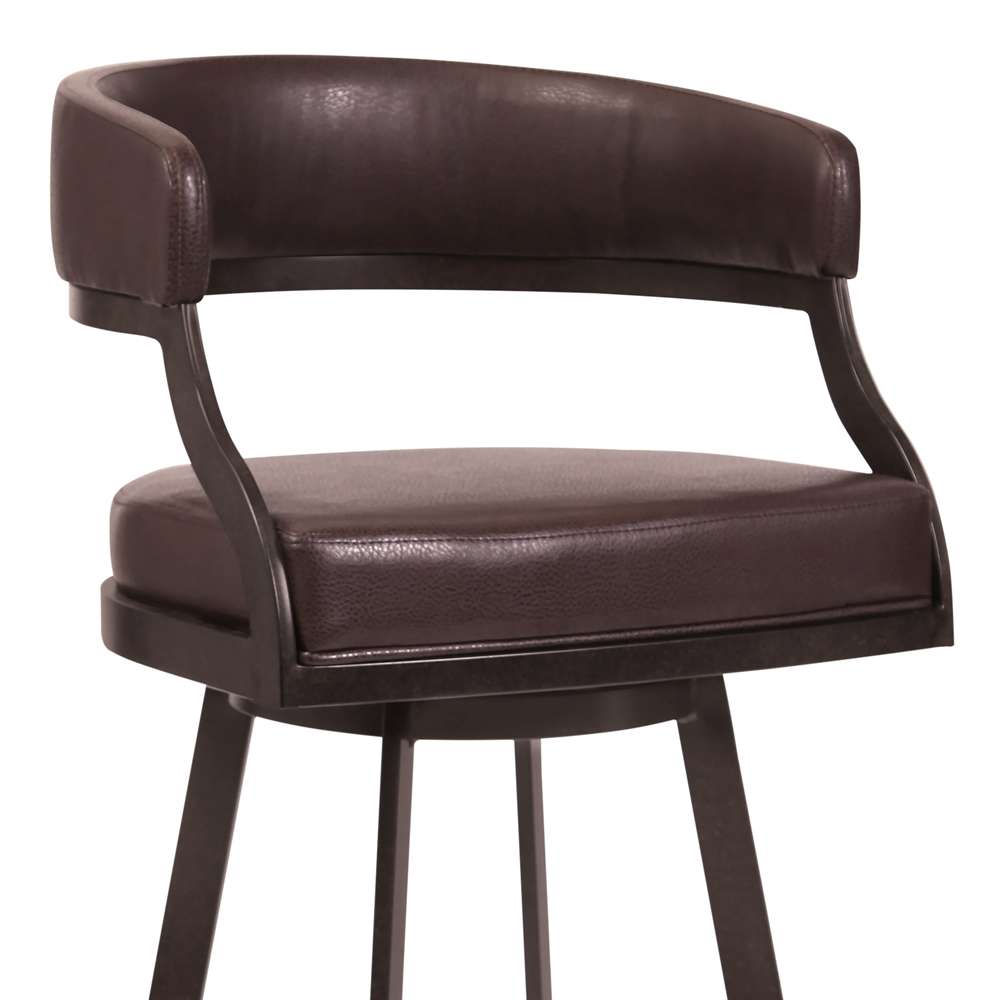 Armen Living - Dione 30in Bar Height Barstool in Auburn Bay and Brown Faux Leather - 721535746934 veiw 3