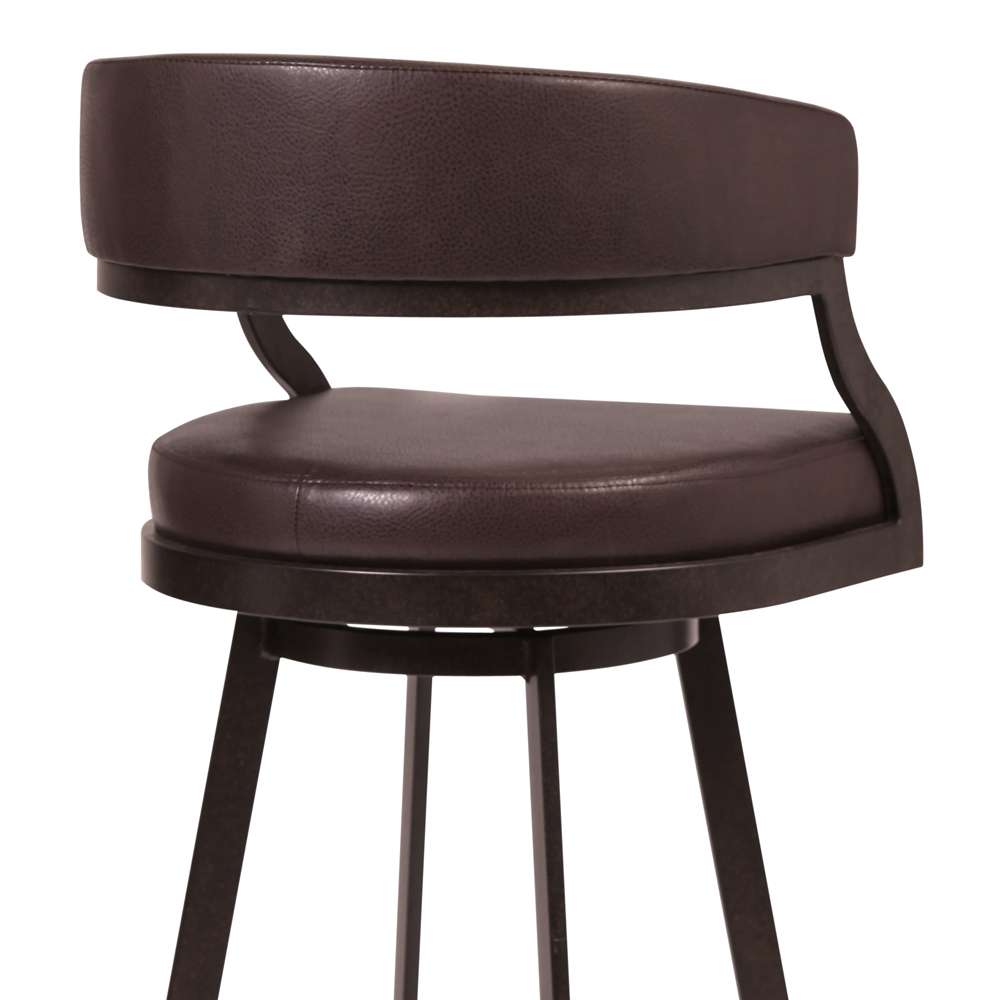 Armen Living - Dione 30in Bar Height Barstool in Auburn Bay and Brown Faux Leather - 721535746934 veiw 4