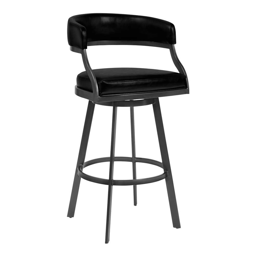 Armen Living - Dione 30in Bar Height Barstool in Mineral Finish and Vintage Black Faux Leather - 721535746958 veiw 1