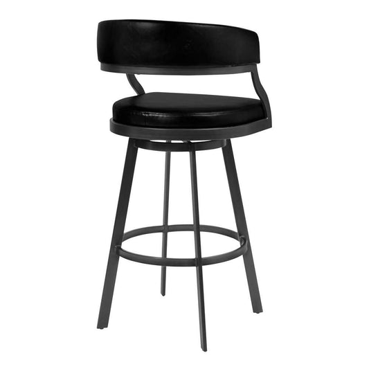 Armen Living - Dione 30in Bar Height Barstool in Mineral Finish and Vintage Black Faux Leather - 721535746958 veiw 2