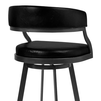 Armen Living - Dione 30in Bar Height Barstool in Mineral Finish and Vintage Black Faux Leather - 721535746958 veiw 4