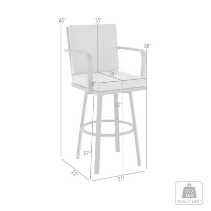 Armen Living - Don 30in Outdoor Patio Bar Stool in Black Aluminum with Grey Cushions  - 840254332485 veiw 7