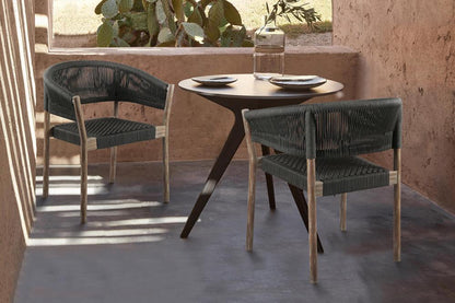 Armen Living - Doris Indoor Outdoor Dining Chair in Light Eucalyptus Wood with Charcoal Rope (Set of 2) - LCDOSICHR veiw 9