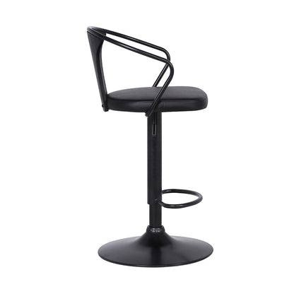 Armen Living - Eagle Adjustable Height Swivel Black Faux Leather and Wood Bar Stool with Black Metal Base - LCEASWBABLBL veiw 3