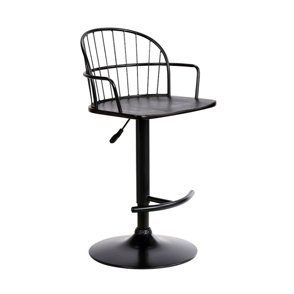 Armen Living - Edward Adjustable Black Wood and Metal Barstool  - LCEWBABLBL veiw 1