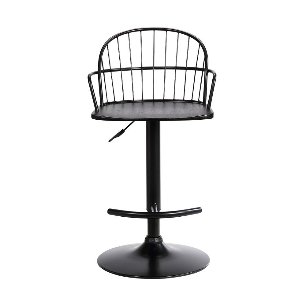 Armen Living - Edward Adjustable Black Wood and Metal Barstool  - LCEWBABLBL veiw 2