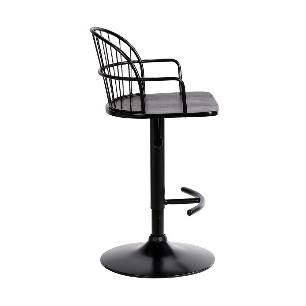 Armen Living - Edward Adjustable Black Wood and Metal Barstool  - LCEWBABLBL veiw 3