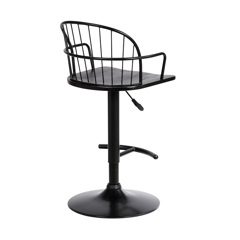 Armen Living - Edward Adjustable Black Wood and Metal Barstool  - LCEWBABLBL veiw 4