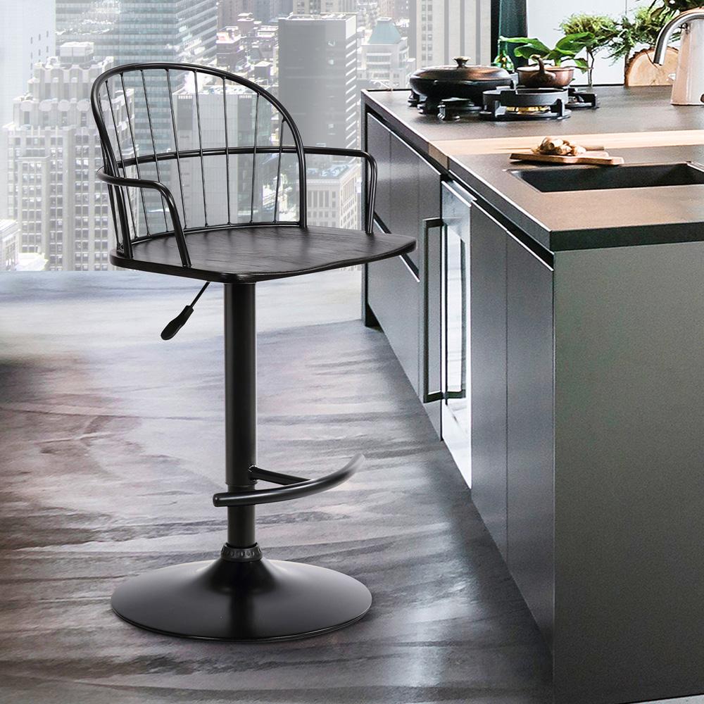 Armen Living - Edward Adjustable Black Wood and Metal Barstool  - LCEWBABLBL veiw 6