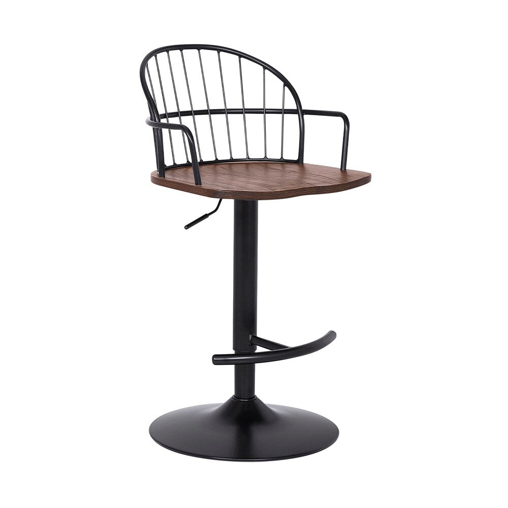 Armen Living - Edward Adjustable Walnut Glazed Barstool in Black Powder Coated Finish - LCEWBABLWA veiw 1