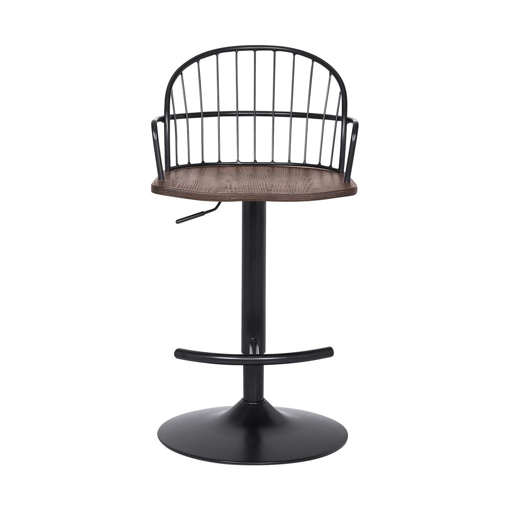 Armen Living - Edward Adjustable Walnut Glazed Barstool in Black Powder Coated Finish - LCEWBABLWA veiw 2
