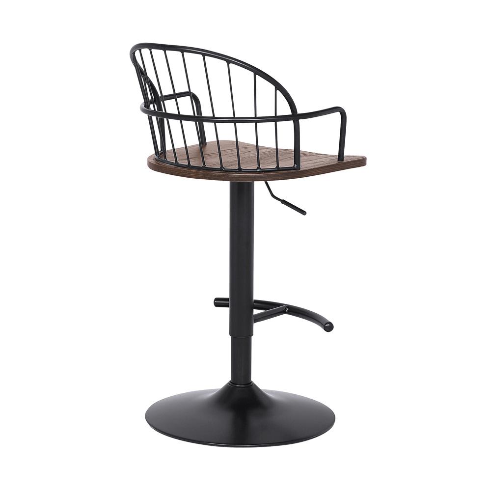 Armen Living - Edward Adjustable Walnut Glazed Barstool in Black Powder Coated Finish - LCEWBABLWA veiw 4