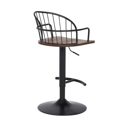 Armen Living - Edward Adjustable Walnut Glazed Barstool in Black Powder Coated Finish - LCEWBABLWA veiw 4