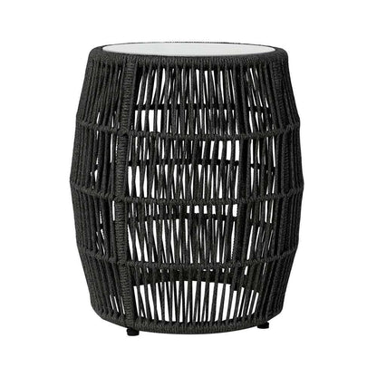Armen Living - Emory Indoor Outdoor Garden Stool End Table in Charcoal Rope and Grey Stone - 840254336001 veiw 1
