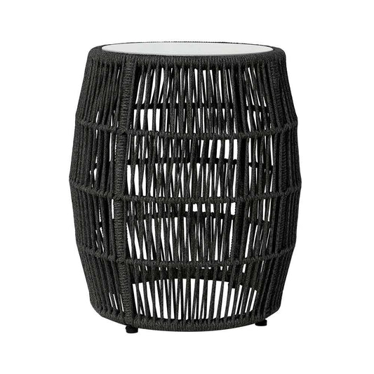 Armen Living - Emory Indoor Outdoor Garden Stool End Table in Charcoal Rope and Grey Stone - 840254336001 veiw 1