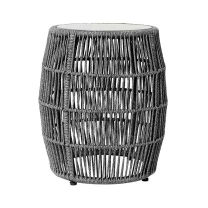 Armen Living - Emory Indoor Outdoor Garden Stool End Table in Grey Rope and Grey Stone - 840254335998 veiw 1